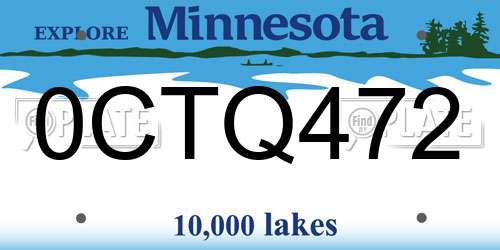 0CTQ472 Minnesota License Plate