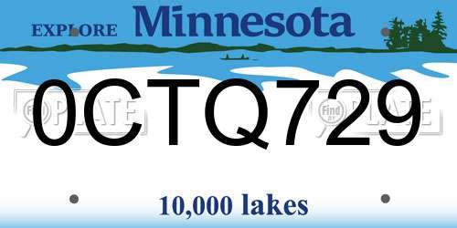 0CTQ729 Minnesota License Plate