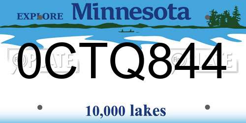 0CTQ844 Minnesota License Plate