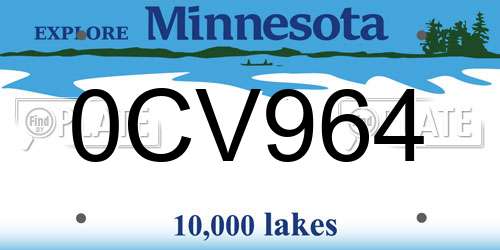 0CV964 Minnesota License Plate