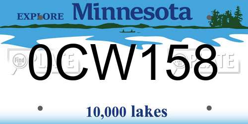 0CW158 Minnesota License Plate