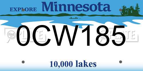 0CW185 Minnesota License Plate