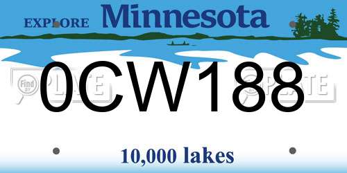 0CW188 Minnesota License Plate