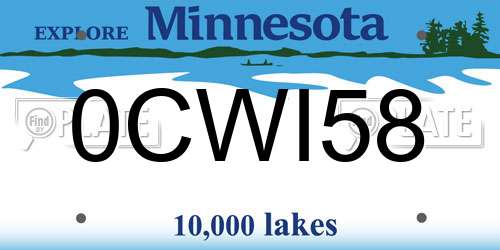 0CWI58 Minnesota License Plate