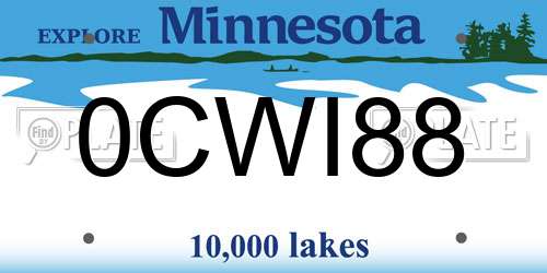 0CWI88 Minnesota License Plate