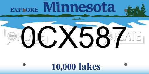 0CX587 Minnesota License Plate