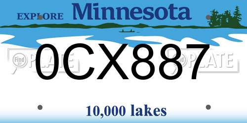 0CX887 Minnesota License Plate