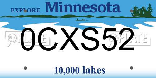0CXS52 Minnesota License Plate