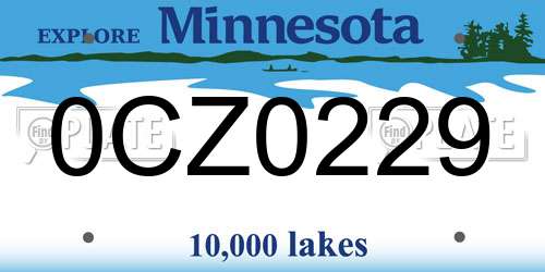 0CZ0229 Minnesota License Plate