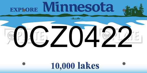 0CZ0422 Minnesota License Plate