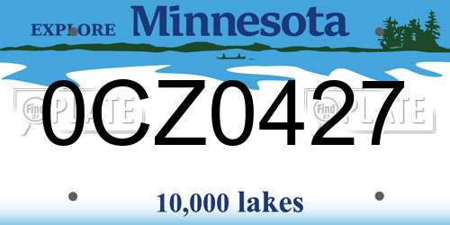 0CZ0427 Minnesota License Plate
