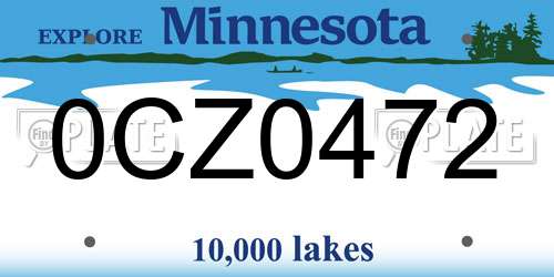 0CZ0472 Minnesota License Plate