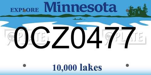 0CZ0477 Minnesota License Plate