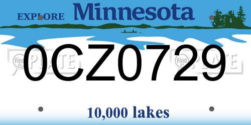 0CZ0729 Minnesota License Plate