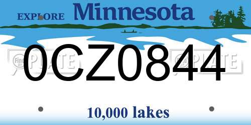 0CZ0844 Minnesota License Plate