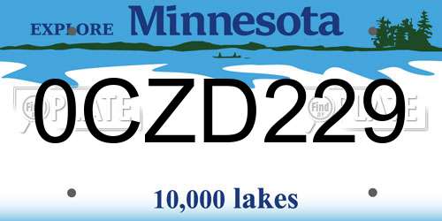 0CZD229 Minnesota License Plate