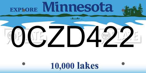 0CZD422 Minnesota License Plate