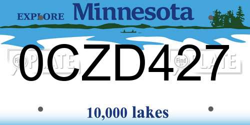 0CZD427 Minnesota License Plate
