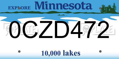0CZD472 Minnesota License Plate