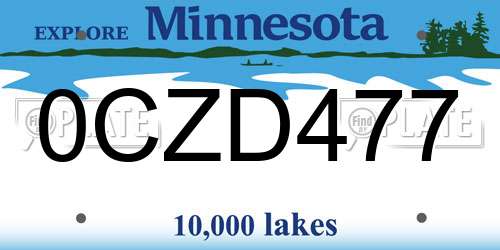0CZD477 Minnesota License Plate