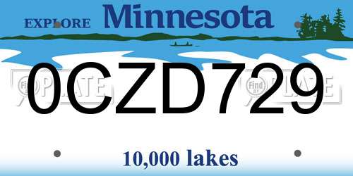 0CZD729 Minnesota License Plate