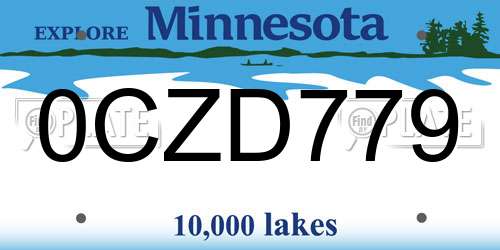 0CZD779 Minnesota License Plate