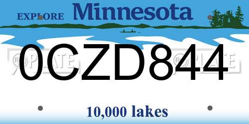 0CZD844 Minnesota License Plate