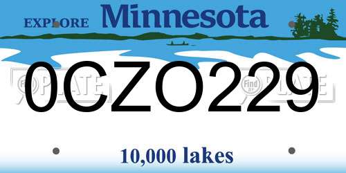 0CZO229 Minnesota License Plate