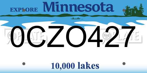 0CZO427 Minnesota License Plate