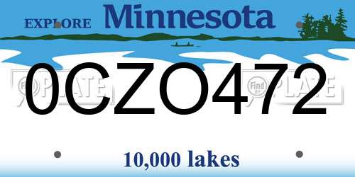 0CZO472 Minnesota License Plate