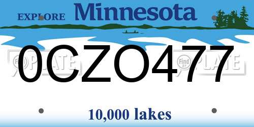 0CZO477 Minnesota License Plate