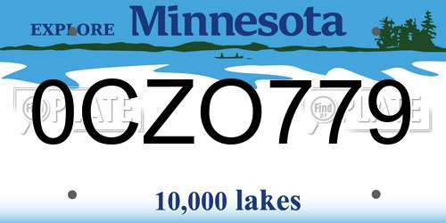 0CZO779 Minnesota License Plate