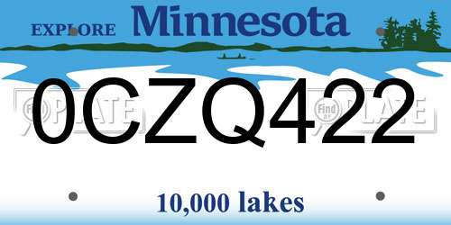0CZQ422 Minnesota License Plate