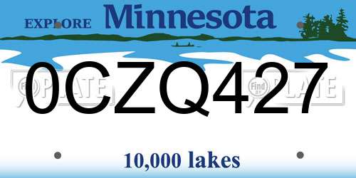 0CZQ427 Minnesota License Plate