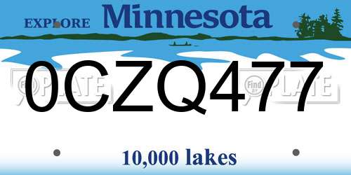 0CZQ477 Minnesota License Plate