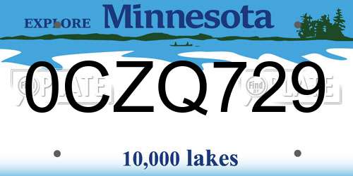 0CZQ729 Minnesota License Plate