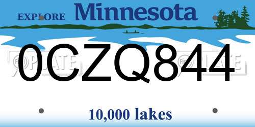 0CZQ844 Minnesota License Plate
