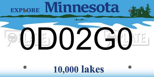 0D02G0 Minnesota License Plate
