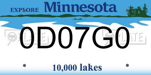 0D07G0 Minnesota License Plate