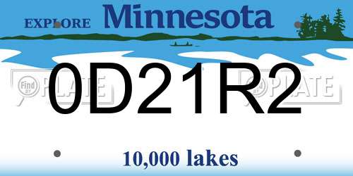 0D21R2 Minnesota License Plate