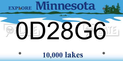 0D28G6 Minnesota License Plate