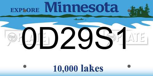 0D29S1 Minnesota License Plate
