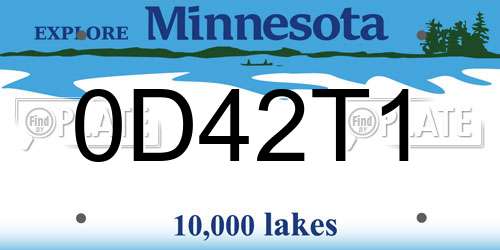 0D42T1 Minnesota License Plate