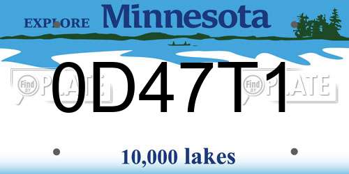 0D47T1 Minnesota License Plate