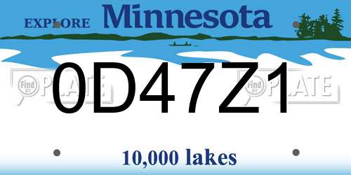 0D47Z1 Minnesota License Plate