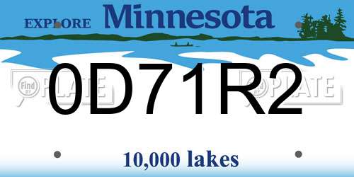 0D71R2 Minnesota License Plate
