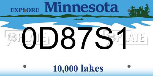 0D87S1 Minnesota License Plate