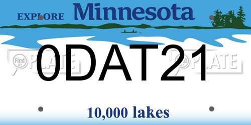 0DAT21 Minnesota License Plate