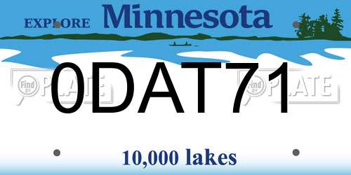 0DAT71 Minnesota License Plate