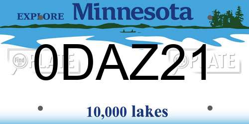 0DAZ21 Minnesota License Plate